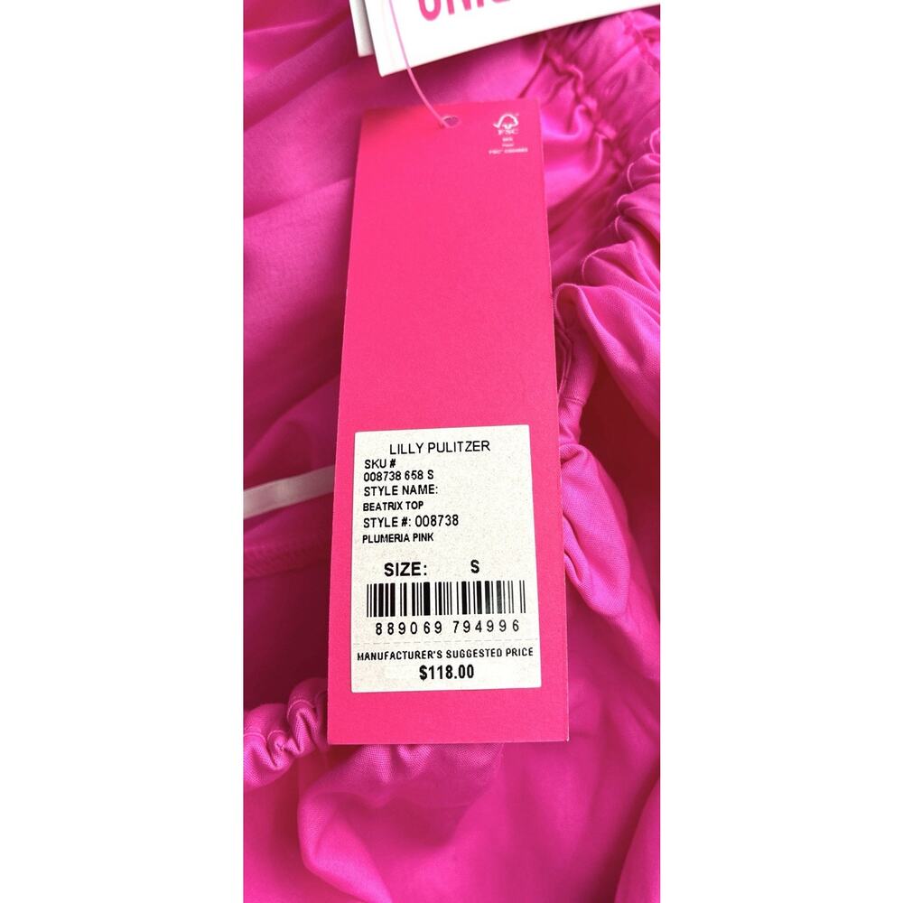 Lilly Pulitzer NWT Beatrix Top Plumeria Pink Size S Off Shoulder or On 008738 - Picture 7 of 9